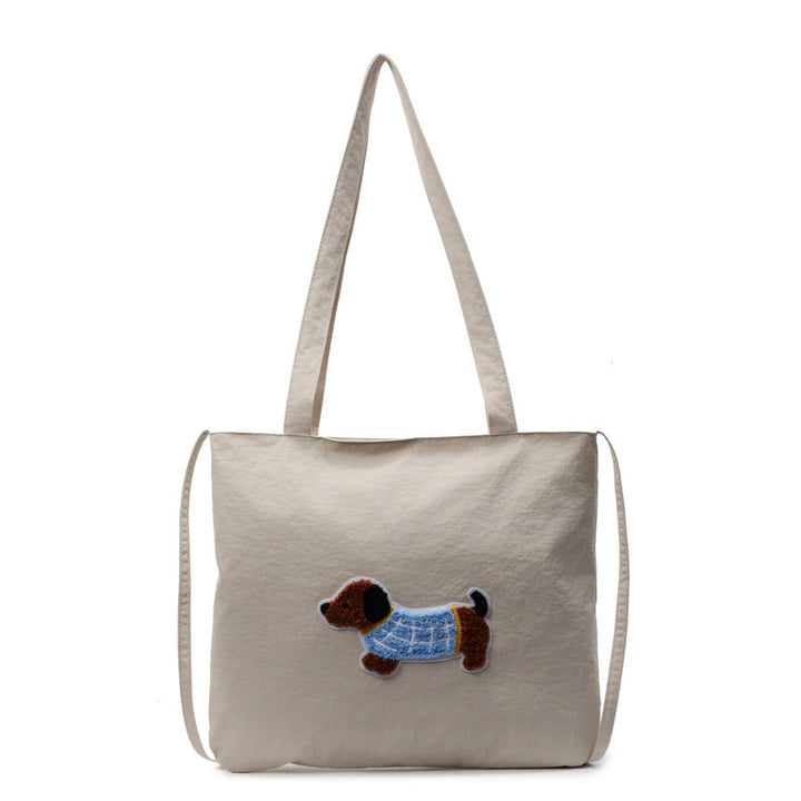 Cute Cartoon Dog-Themed Canvas Tote Bag