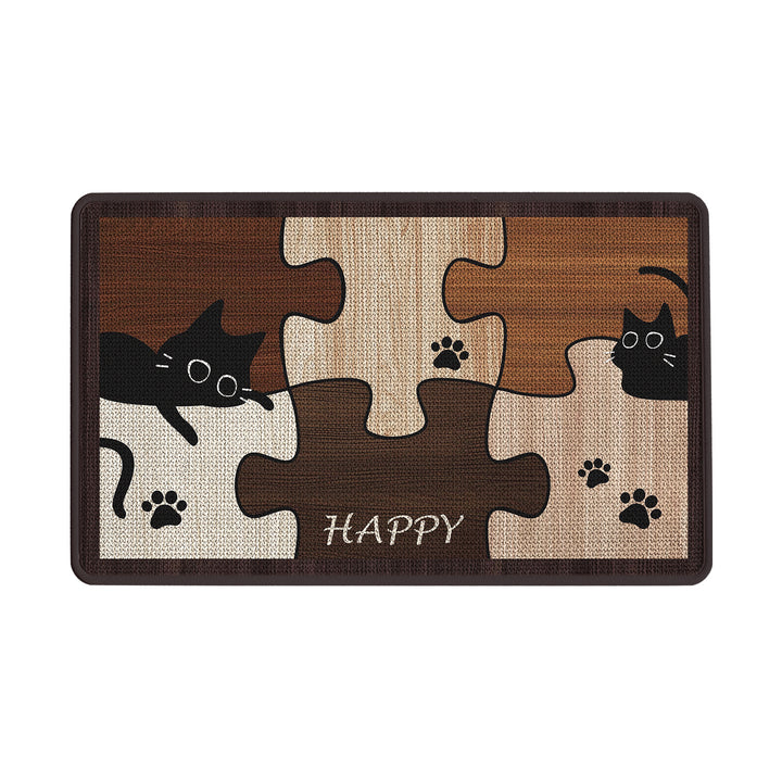 Puzzle Cat Themed Floor Mat
