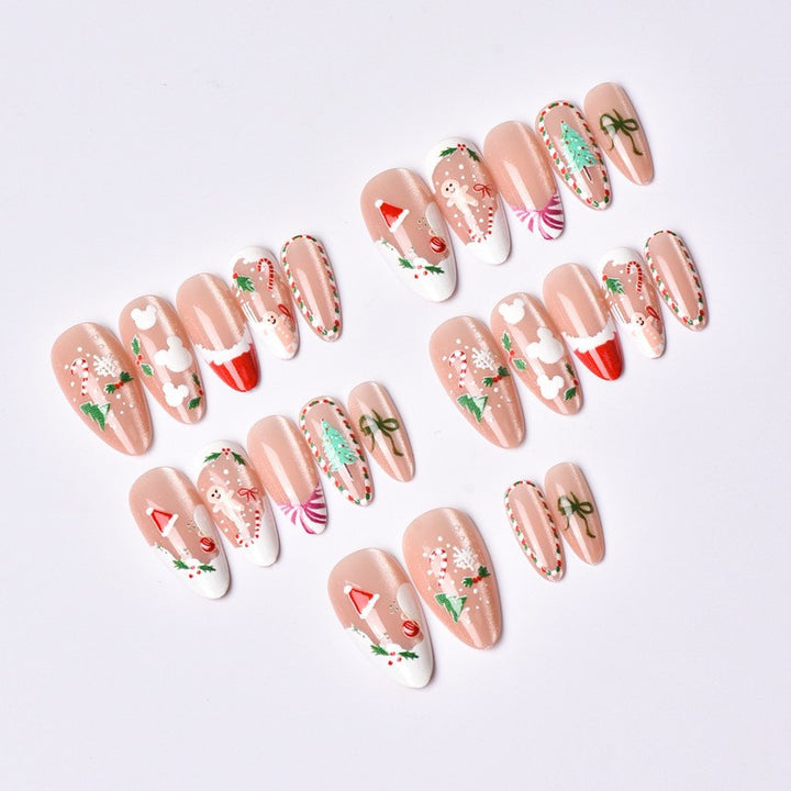 Artificial nail set with festive Christmas motifs and elegant designs Kalsten