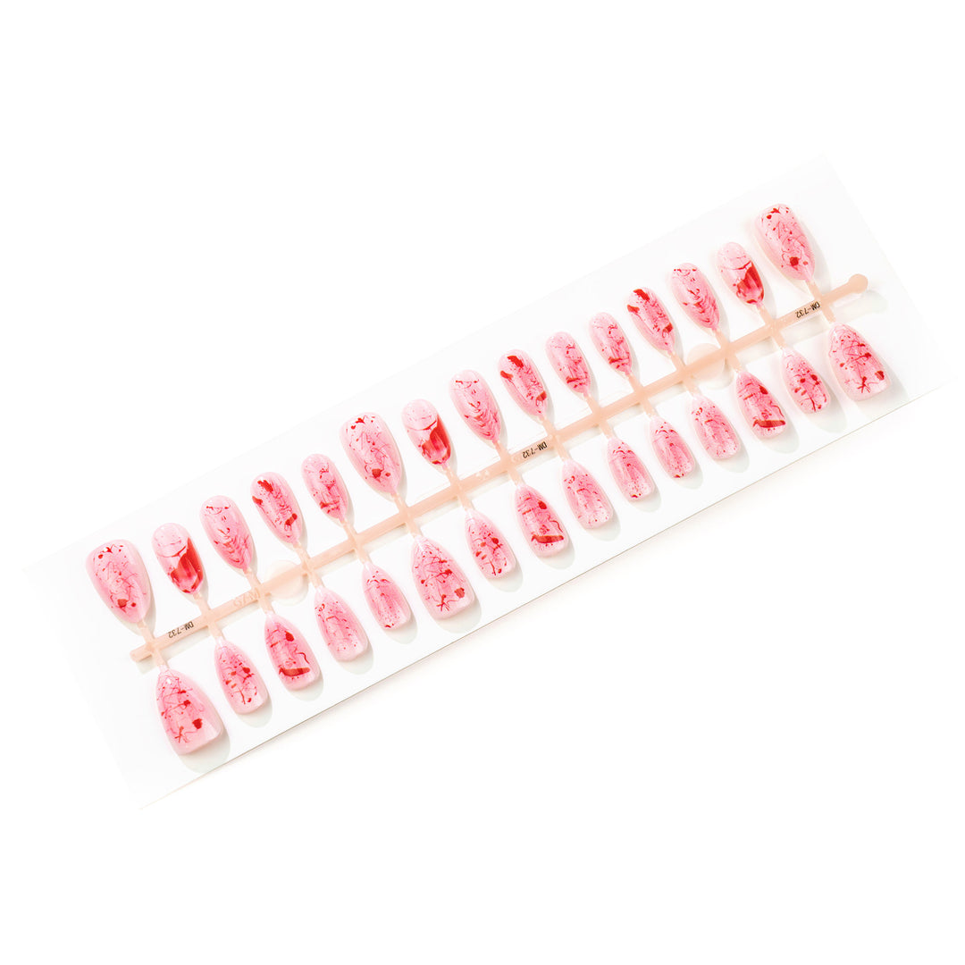Artistic Press-On Nail Art Set with Floral Accents