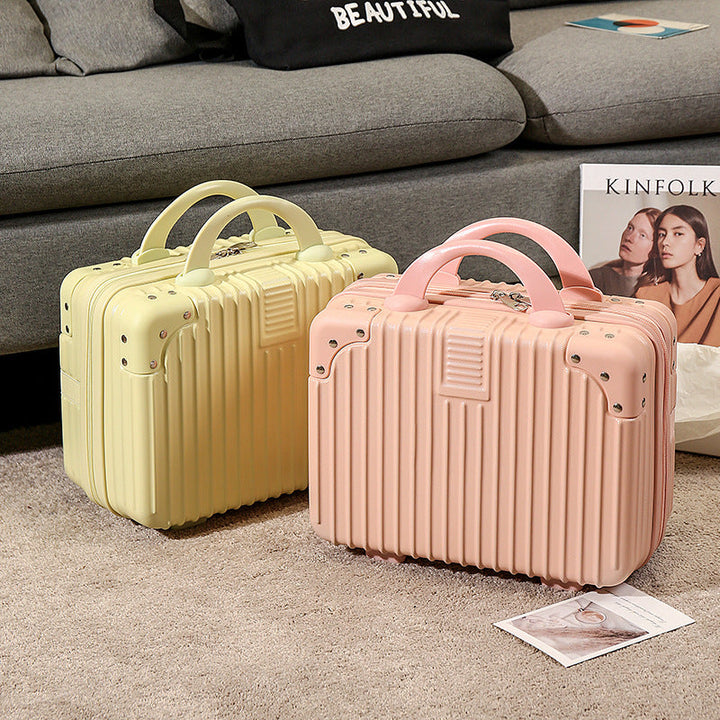 compact hard-shell travel vanity cosmetic and tech organizer with ribbed shell reinforced corners removable padded insert Kalsten