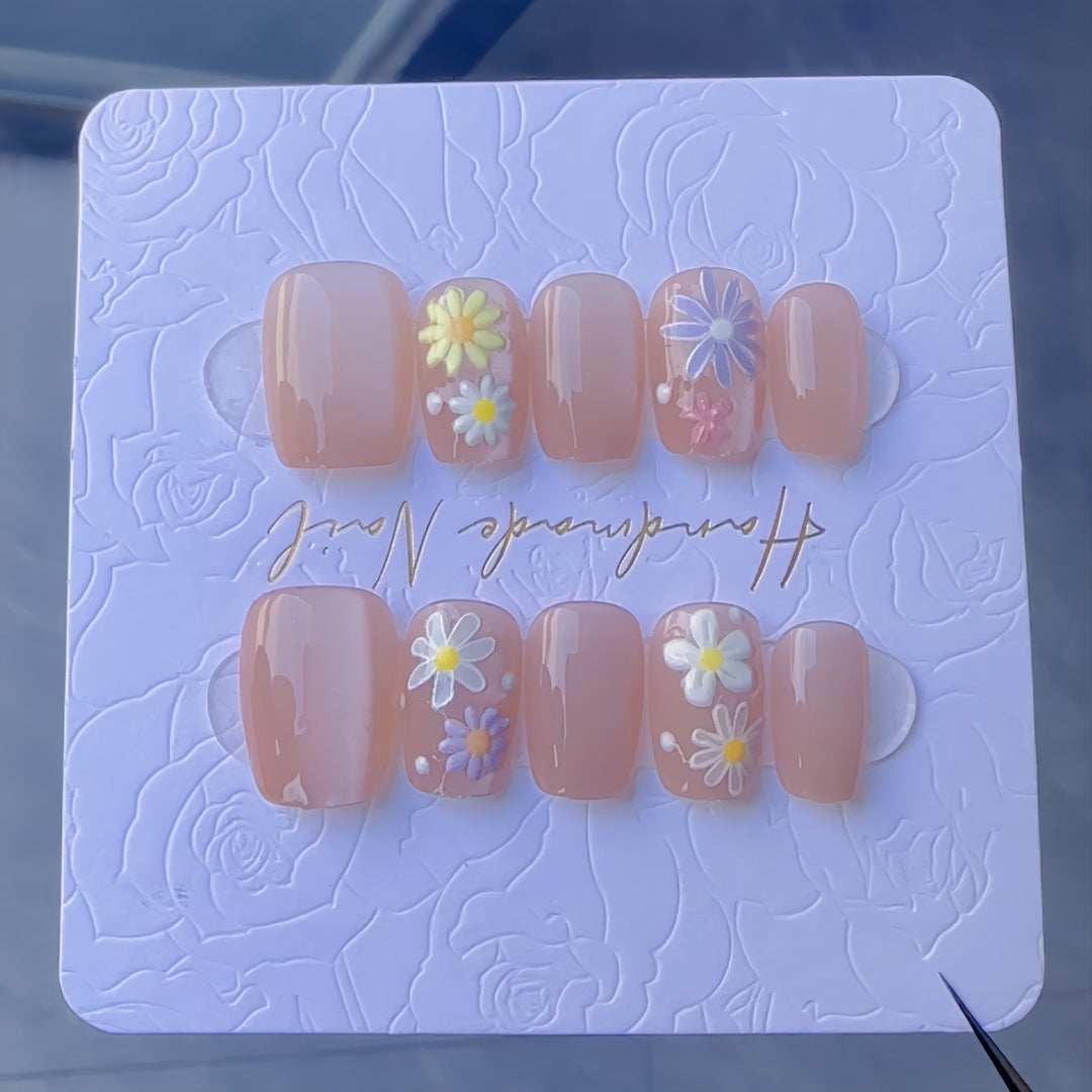 Artistic Floral Press-On Nail Set Kalsten