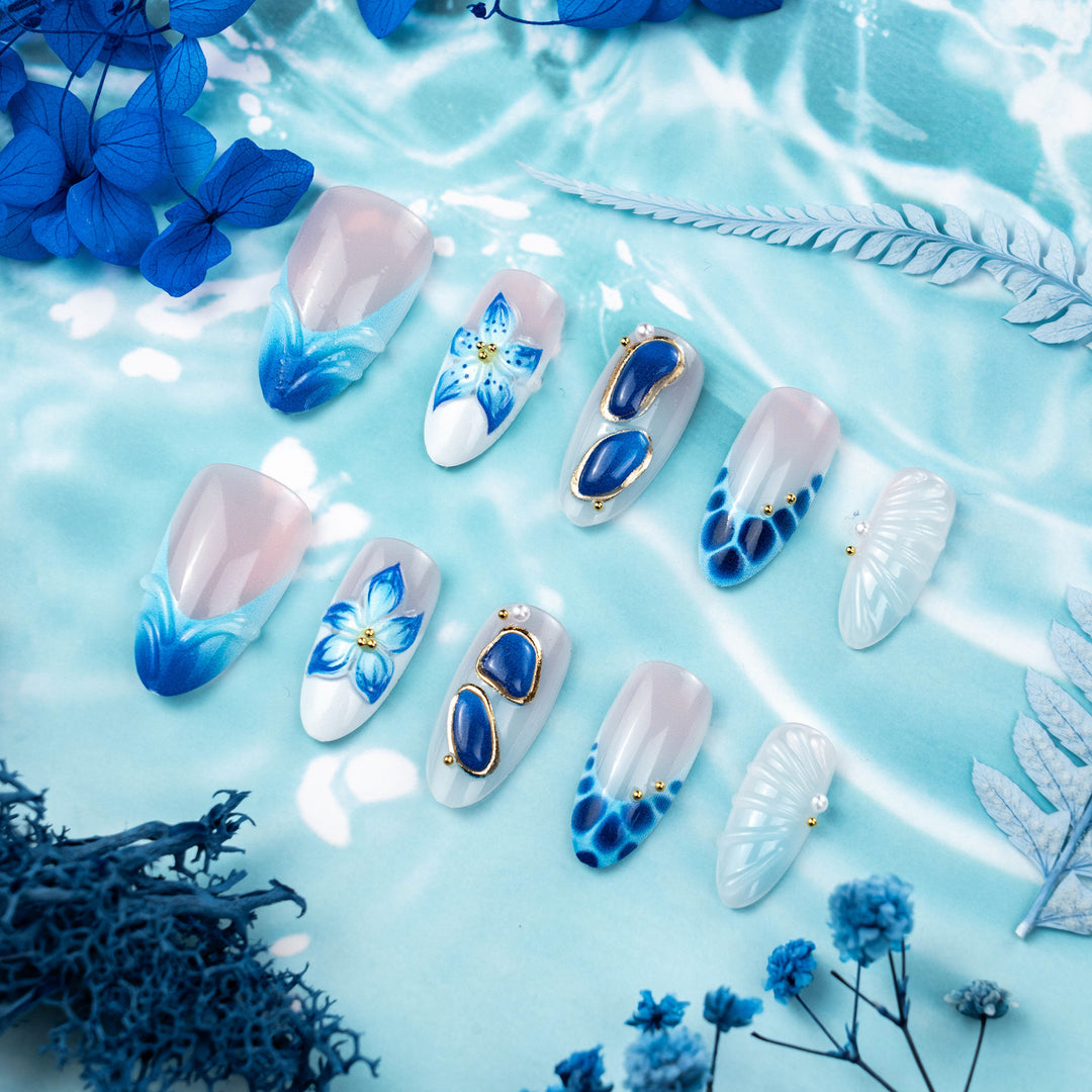 Floral Patterned Press-On Nail Art Kalsten