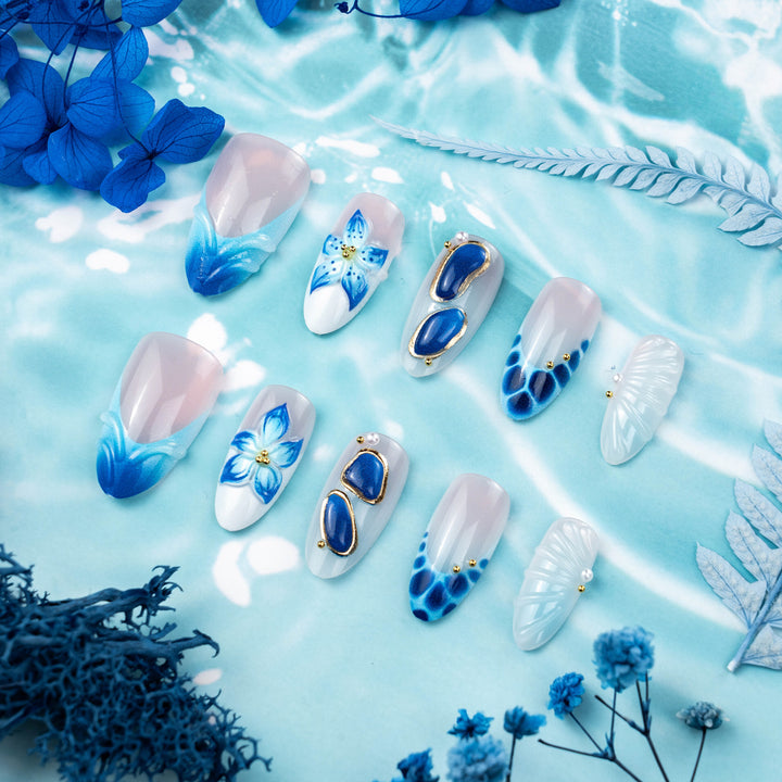 Floral Patterned Press-On Nail Art Kalsten