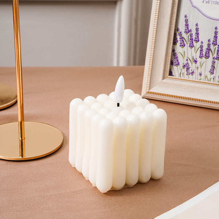 Bubble-Grid Cube LED Flameless Decorative Tabletop Candle Lamp