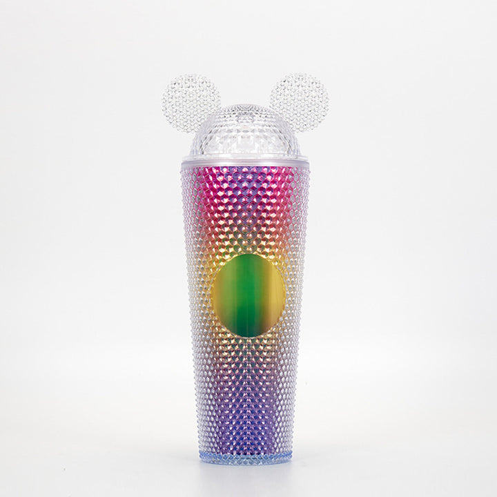 Studded Textured Reusable Tumbler With Decorative Ear-Top Screw Lid