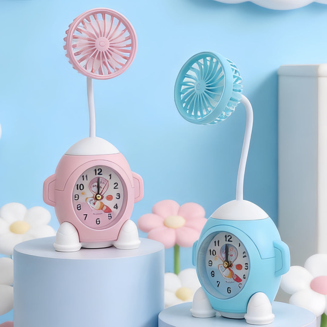 Usb-table fan with integrated clock and flexible tilt Kalsten