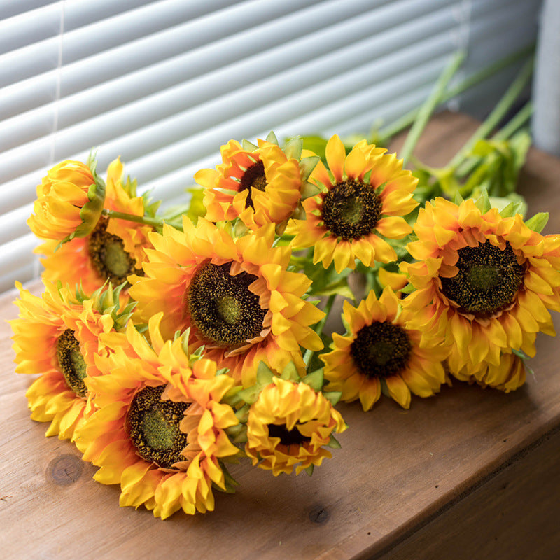 Lifelike Sunflower Decorative Stem