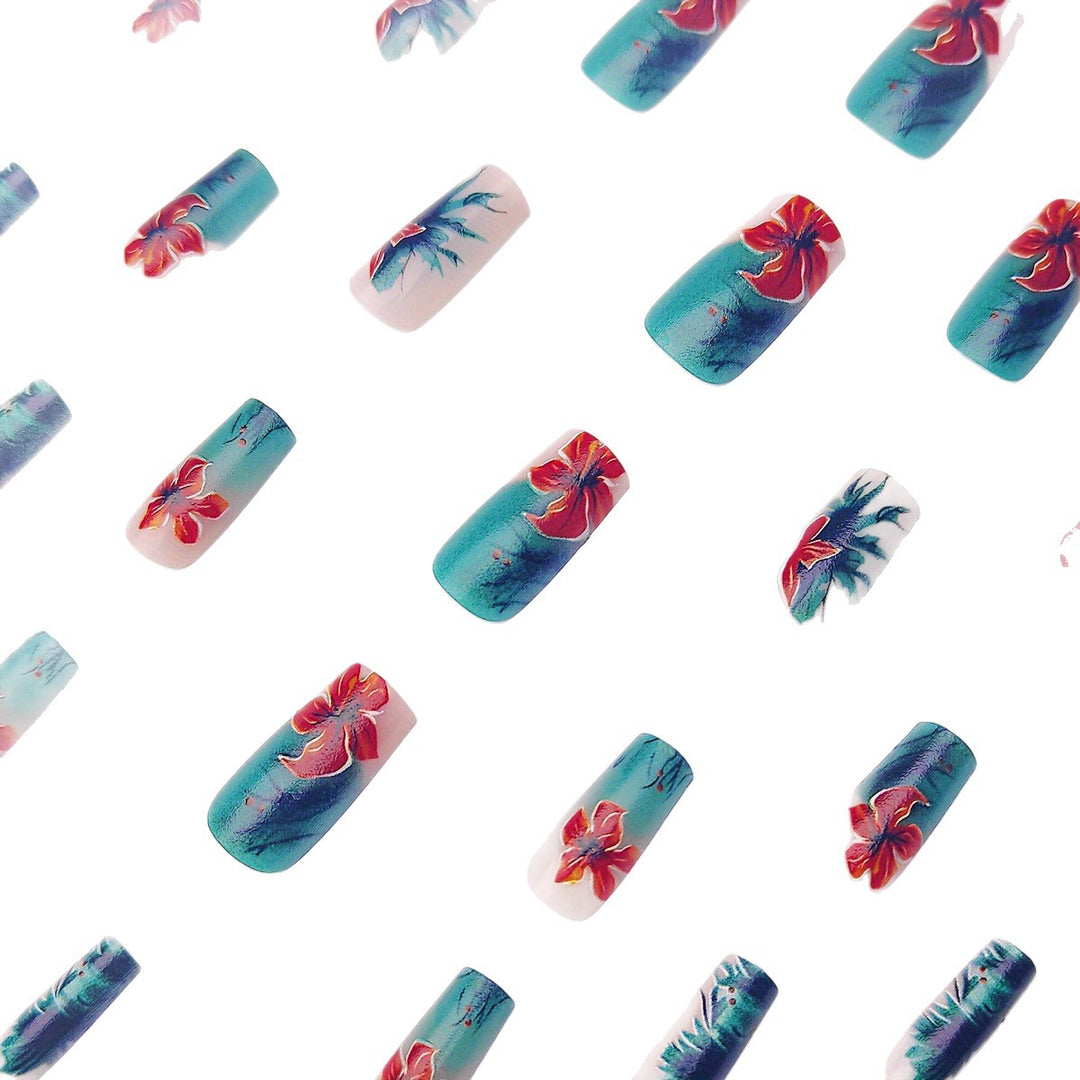 Creative Art Nails with Floral Hibiscus Design Kalsten