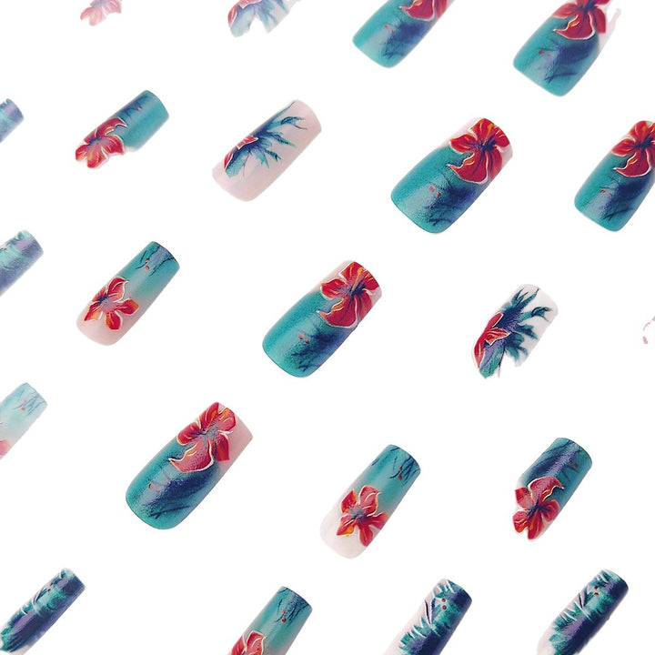 Creative Art Nails with Floral Hibiscus Design Kalsten