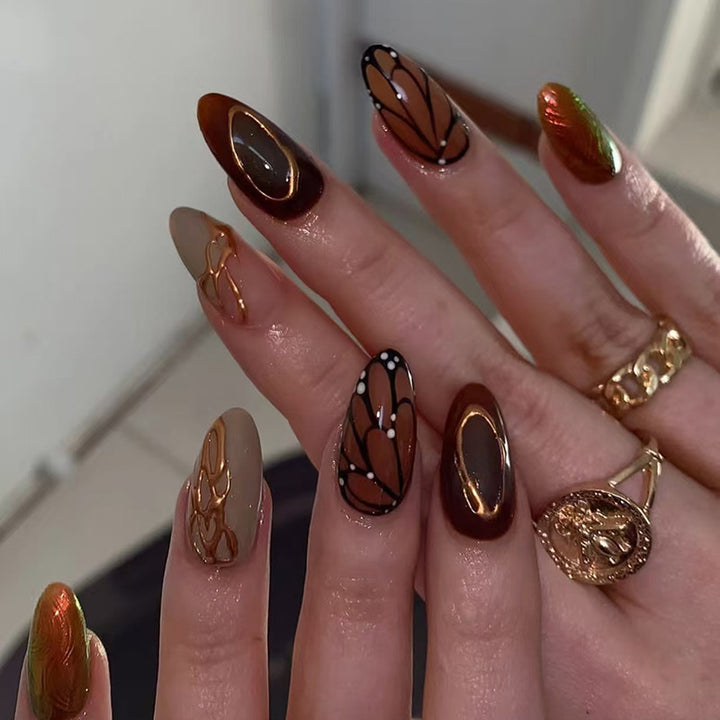 Artistic Nail Design Set with Abstract Patterns
