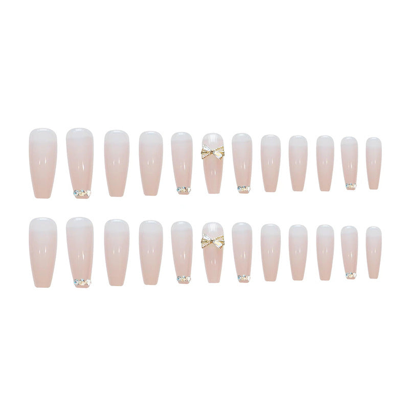 Rhinestone-Embellished Long Coffin Press-On Nails