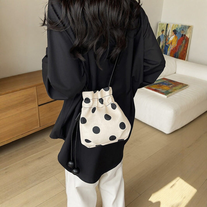 Polka Dot Drawstring Bucket Bag