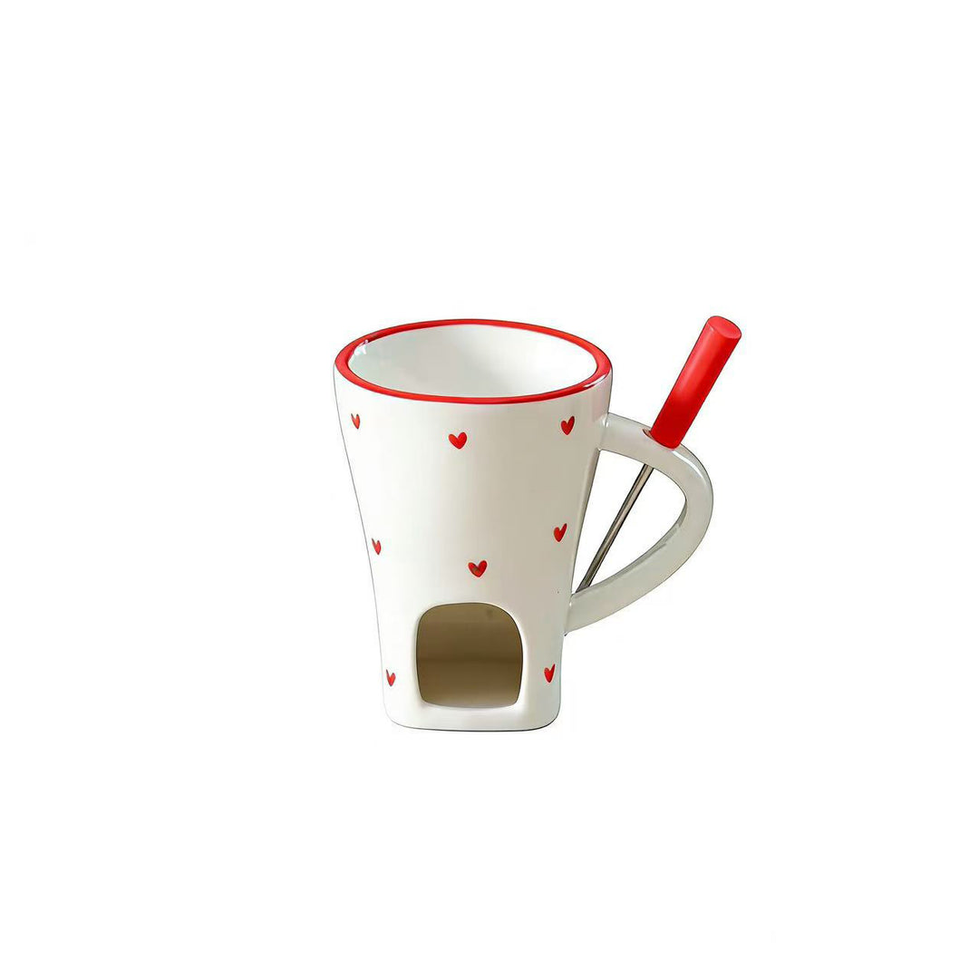 Ceramic mug with integrated tea strainer and silicone drinking straw