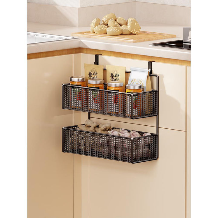 Over-Cabinet Three-Tier Mesh Hanging Pantry Organizer with Removable Baskets
