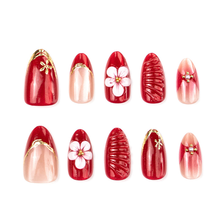 Artistic Floral and Ombre Press-On Nail Art Kalsten