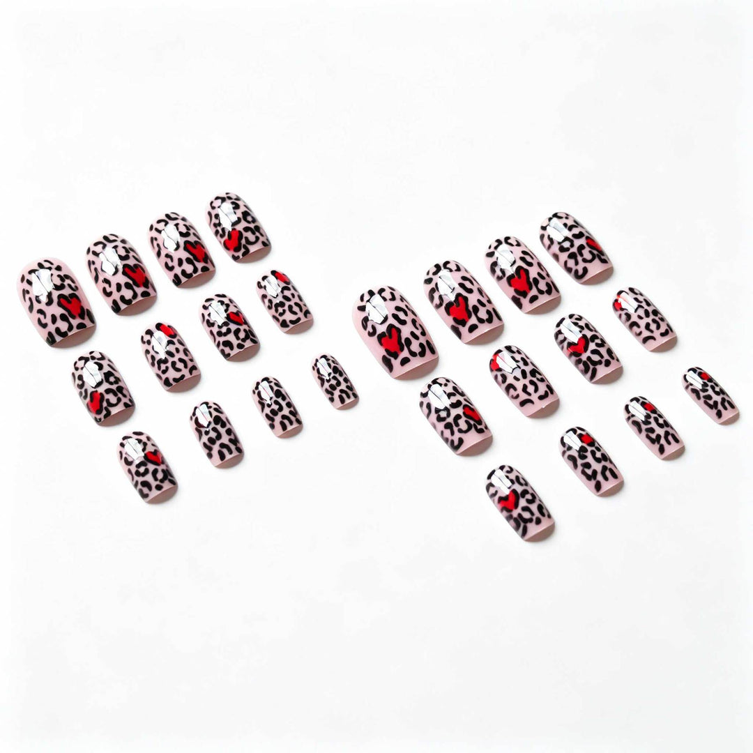 Artistic Leopard Print and Heart Nail Art Kit