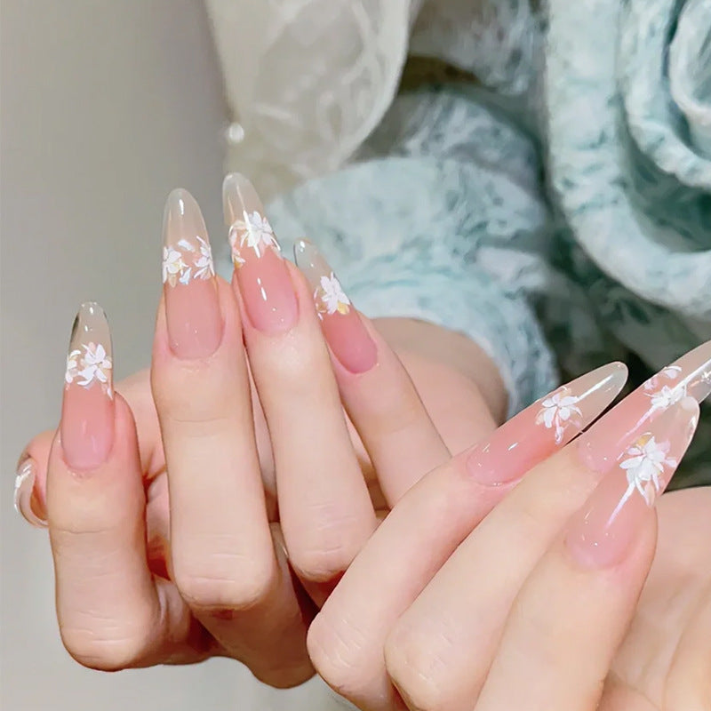 Floral French Tip Press-On Nails Kalsten