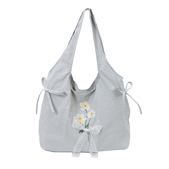 Floral Embroidered Shoulder Tote Bag