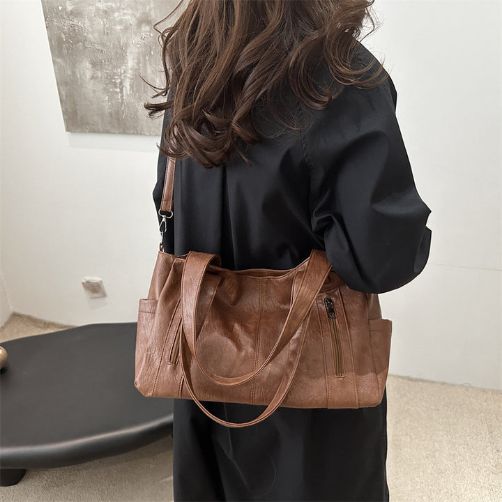 Functional Leather Shoulder Bag