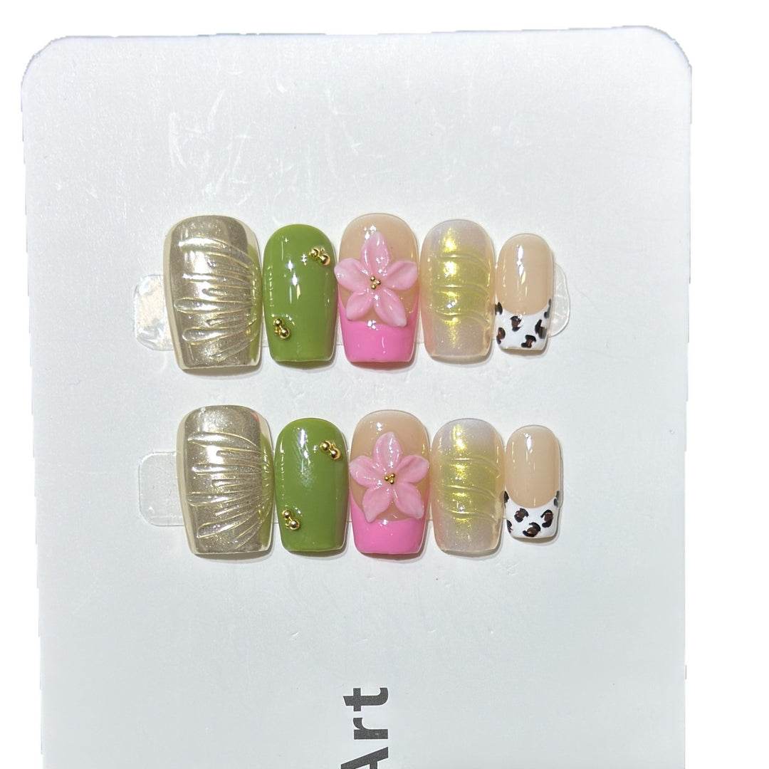 Designer Floral Acrylic Press-On Nail Set Kalsten