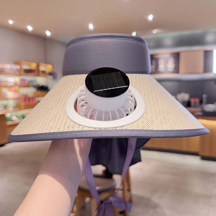 Bbreathable sun hat with two integrated mini fans, wide brim and adjustable chin strap Kalsten