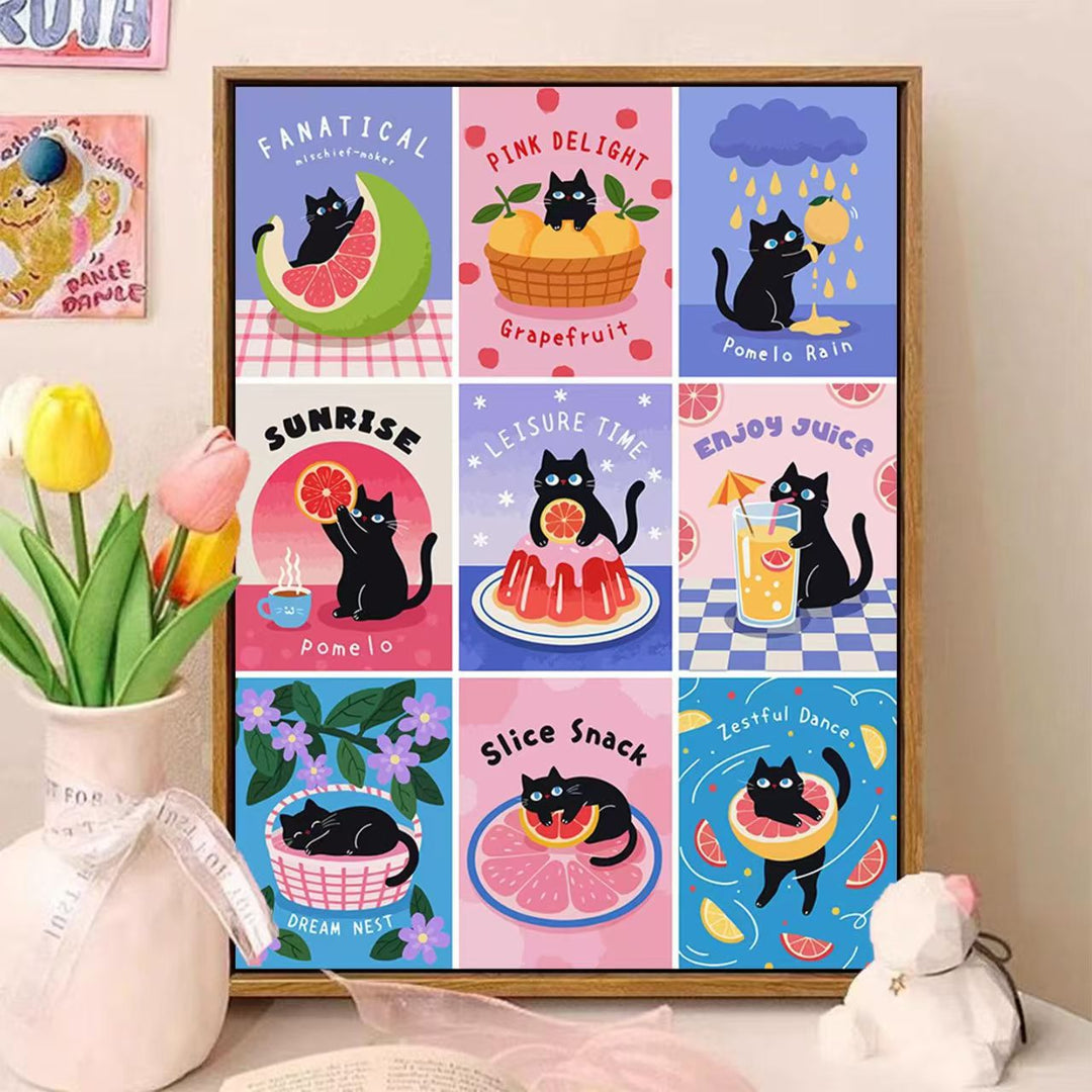 Playful Cat-Themed Illustrated Wall Art Kalsten