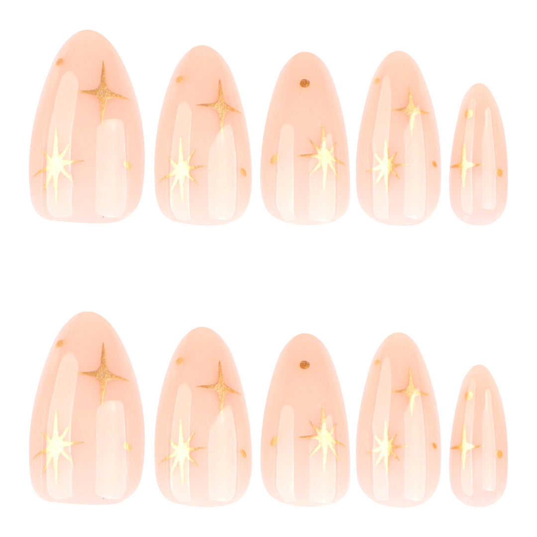 Artful stiletto nails with shiny star accents Kalsten
