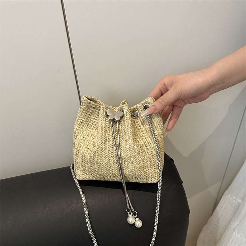 Elegant Woven Drawstring Mini Handbag Kalsten