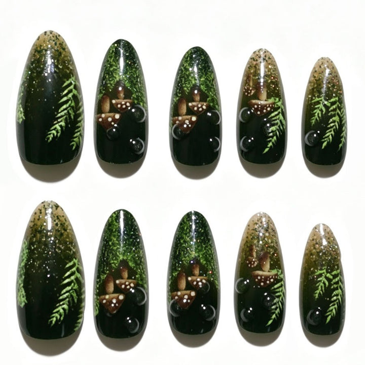 Artificial nail set with glamorous moss design Kalsten