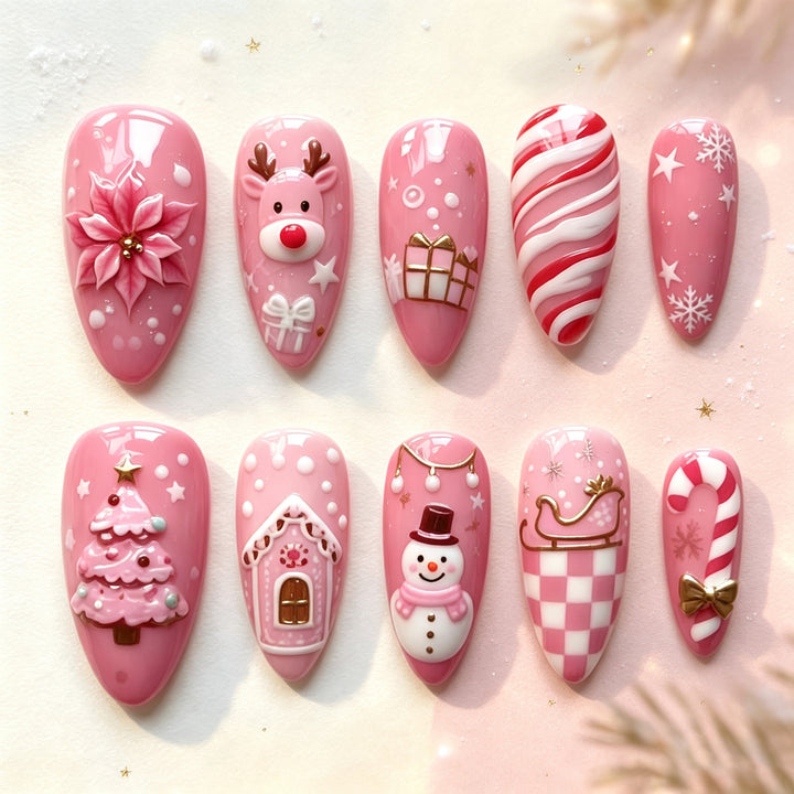 Festive Decorative Press-On Nail Set