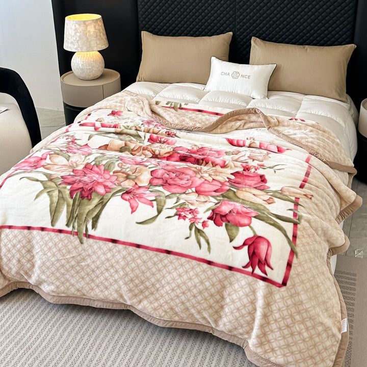 Floral Patterned Fleece Throw Blanket Kalsten