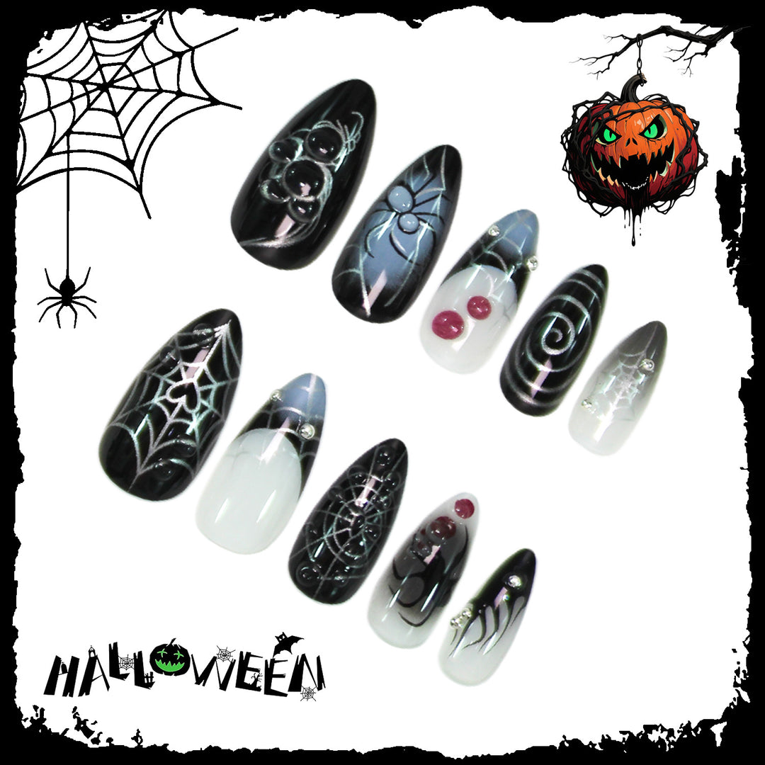 Acrylic nail set with creepy spider and Halloween designs Kalsten