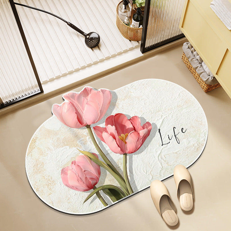 Floral-Themed Bath Mat
