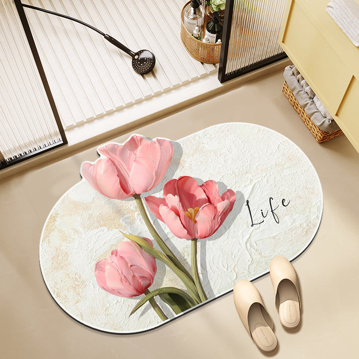 Floral-Themed Bath Mat