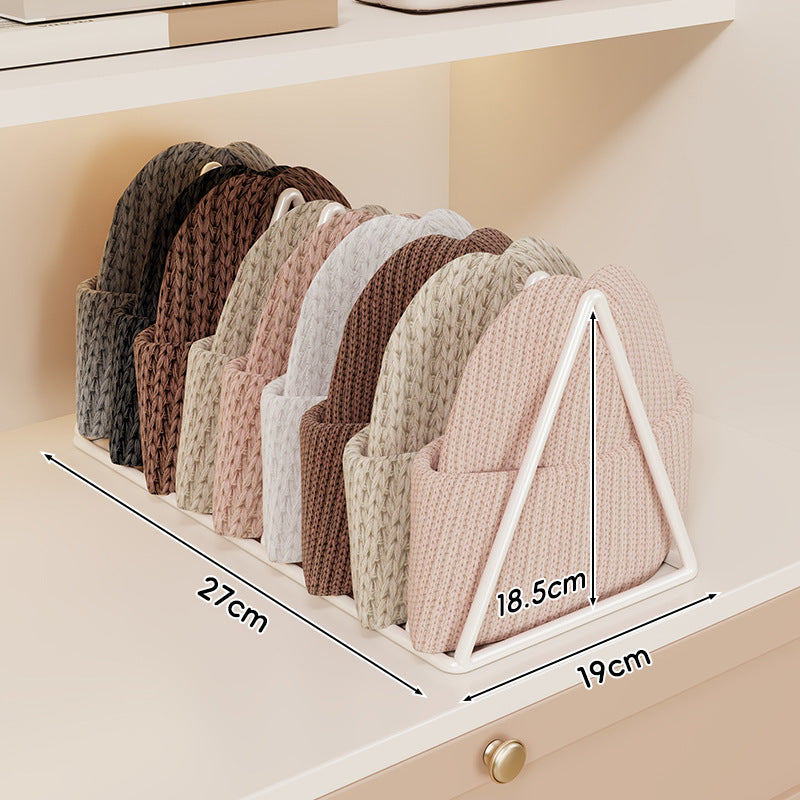 Triangular Gold Metal Multi-Slot Beanie and Knit Hat Organizer Rack