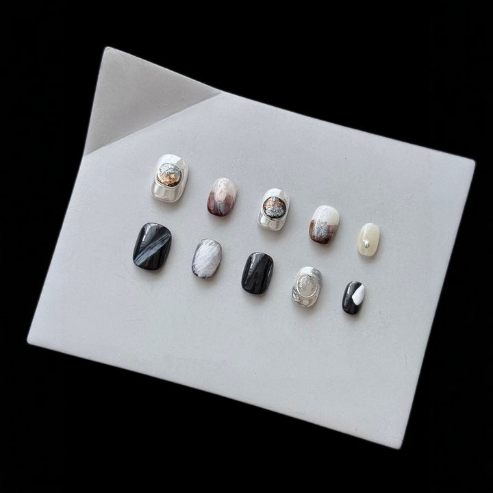 Artistic Press-On Nail Set with Elegant Designs