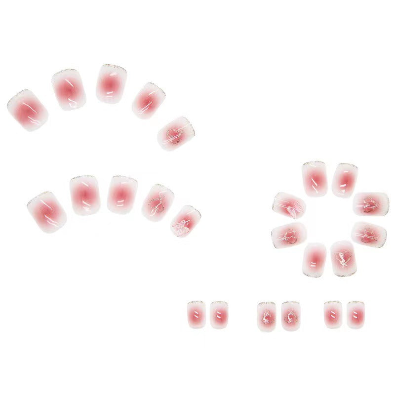 Artistic acrylic nails with heart and butterfly motifs Kalsten