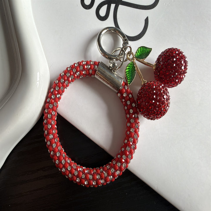 Cherry Themed Rhinestone Keychain Kalsten