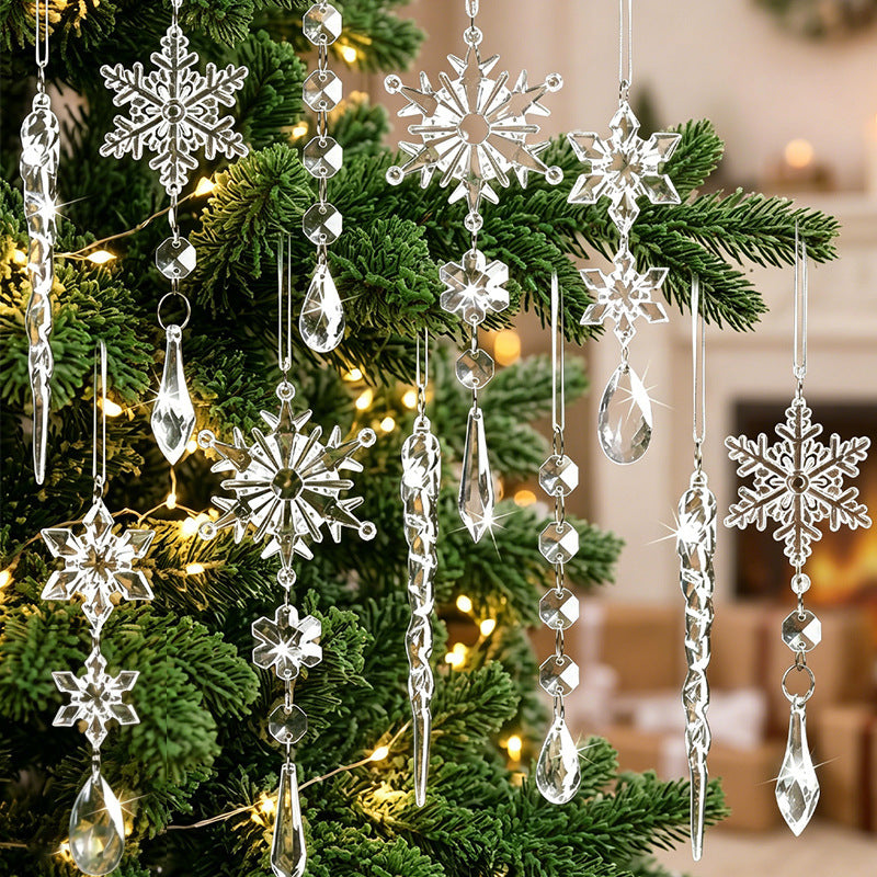 Crystal Snowflake Ornaments Set