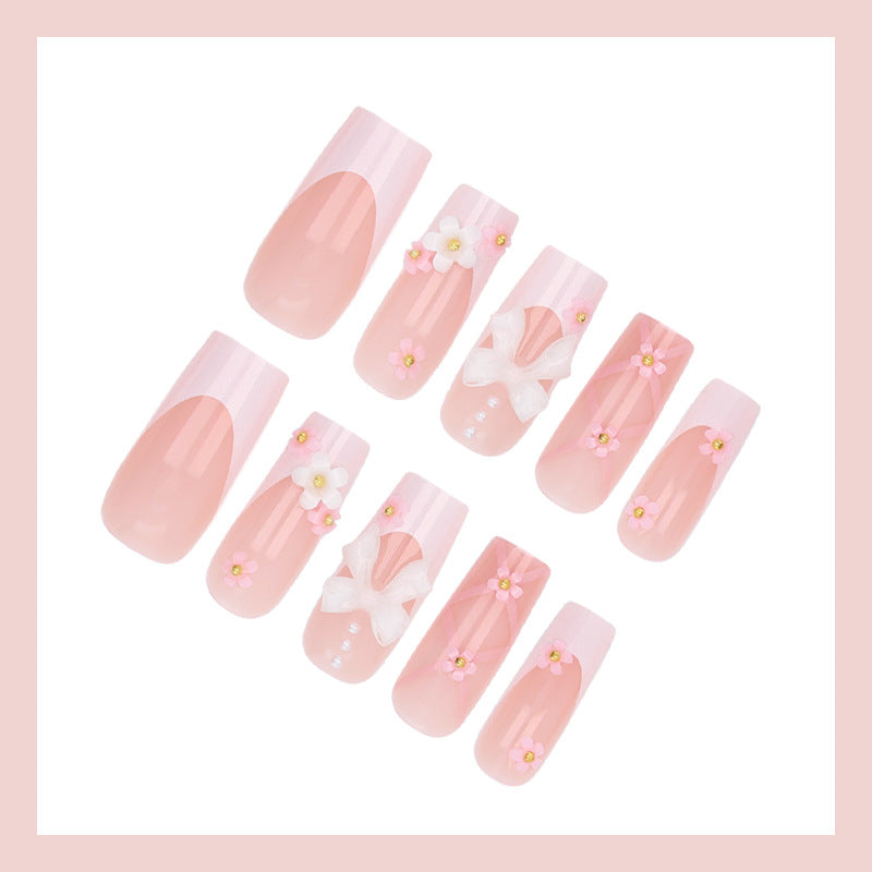 Acrylic Nail Set with Elegant Floral Decorations Kalsten