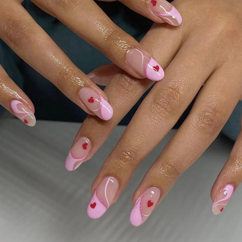 Artistic Nail Extensions with Heart Motif Kalsten