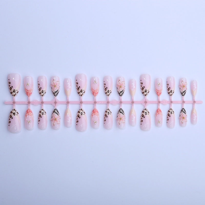 Artificial nail set with floral and leopard designs Kalsten
