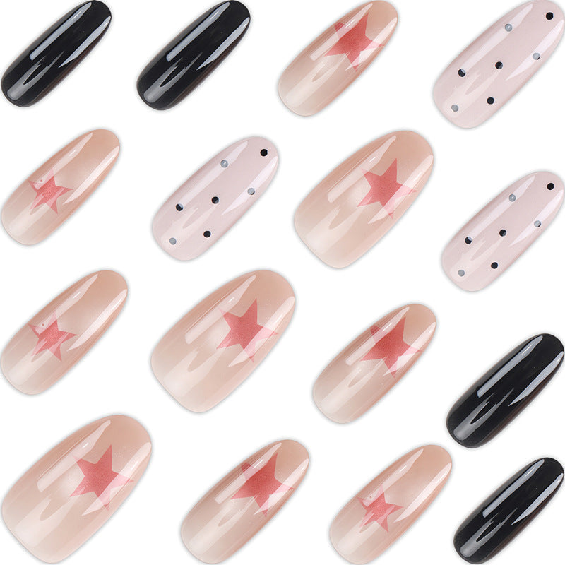 Artistic Press-On Nail Set with Bold Star Designs Kalsten