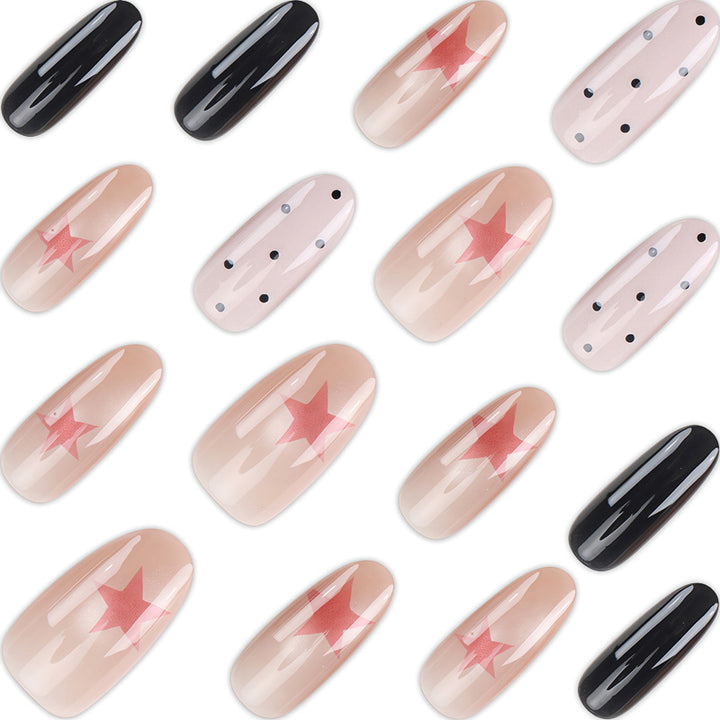 Artistic Press-On Nail Set with Bold Star Designs Kalsten