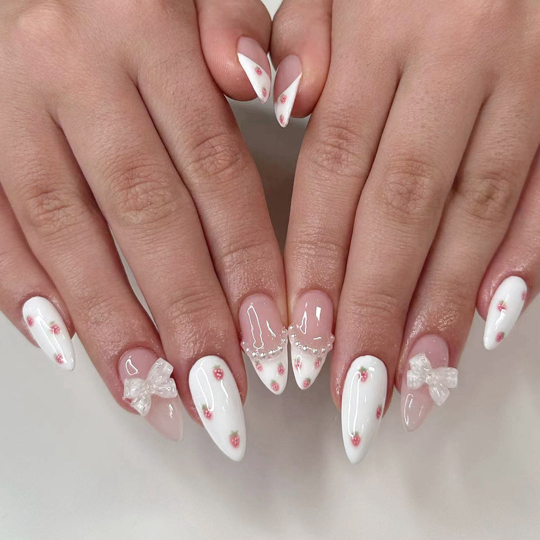 Elegant Stiletto artificial nails with floral patterns Kalsten