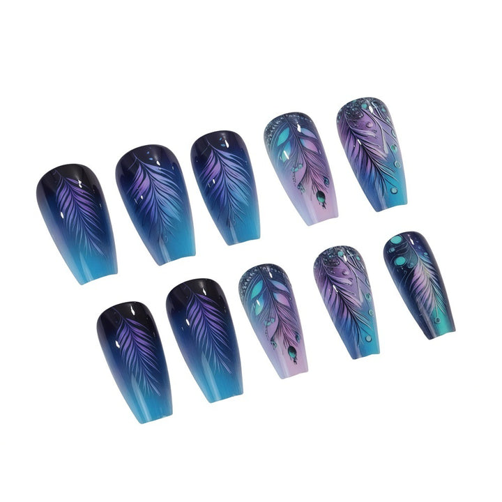 Artistic design nails with feather decoration Kalsten