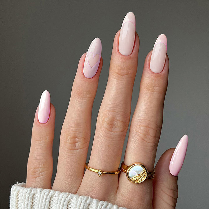 Elegant Stiletto Artificial Nails with Heart Motif Kalsten