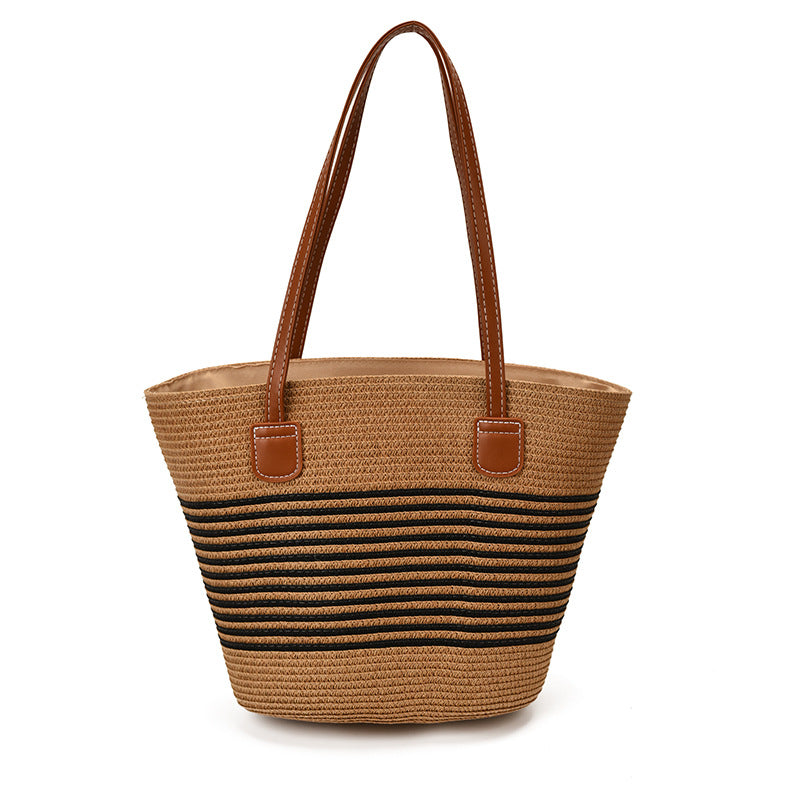 Woven Straw Beach Tote Bag