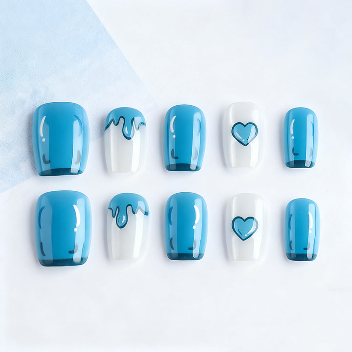Artistic Press-On Nail Set with Heart Designs Kalsten